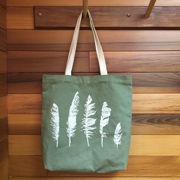 Handbags - Five Feather Olive Army Green Canvas Tote Book Bag